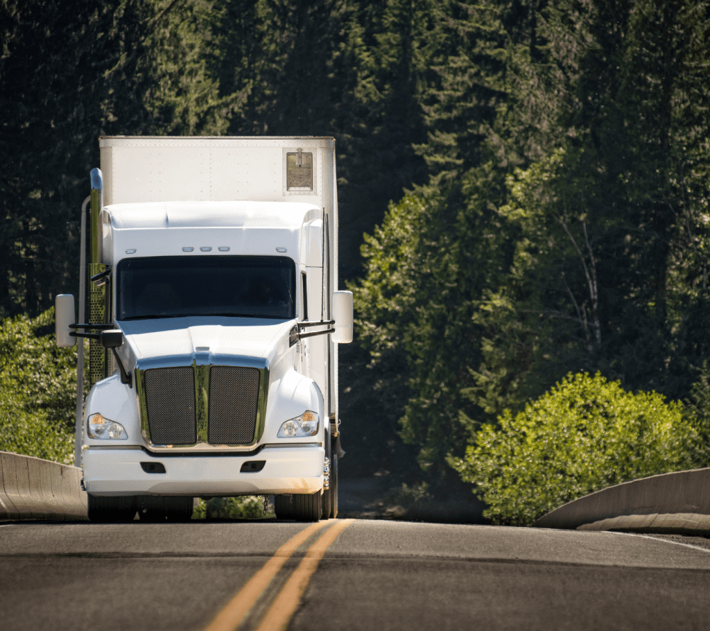 oncoming transport truck