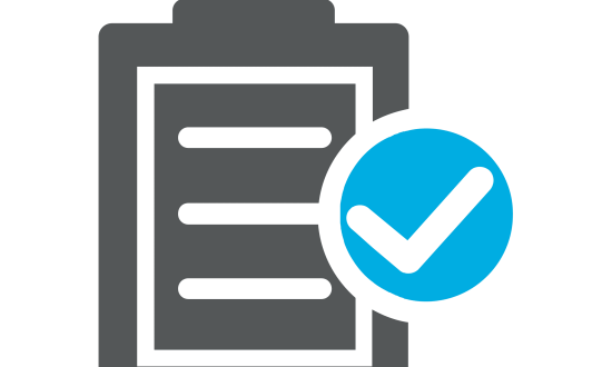 Clipboard with checklist and blue checkmark symbol representing quality control in supply chain management.