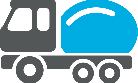 Truck transporting goods with a blue cargo container, representing logistics and supply chain solutions for diverse industries.